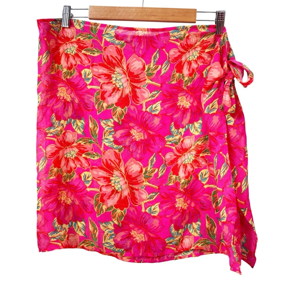 Beach Riot Melanie Sarong One Size Pink Floral Wrap Skirt Resort Pool Vacation
